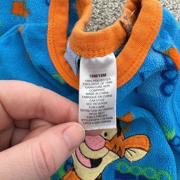 ??Vintage Disney Tigger long sleeve fleece shirt blue orange 18m - Picture 8 of 9